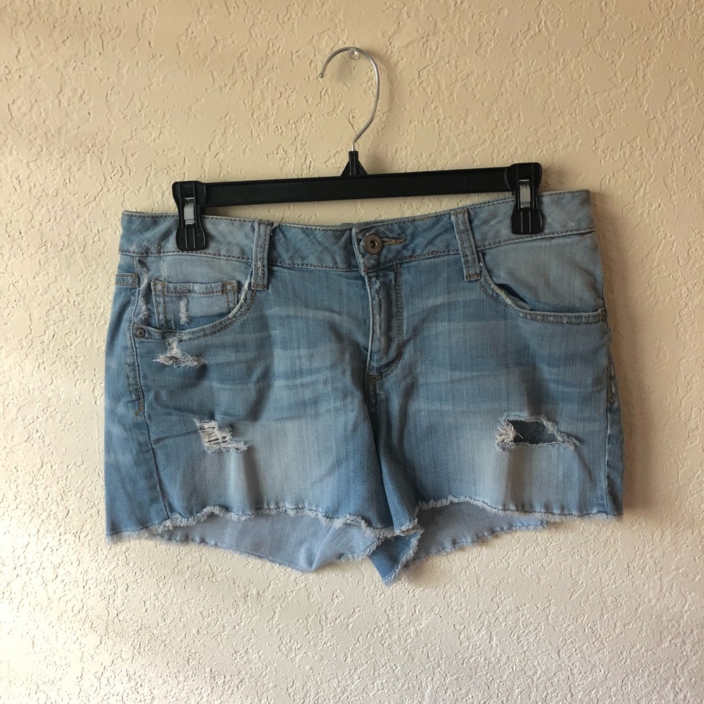 Light Denim Ripped Shorts